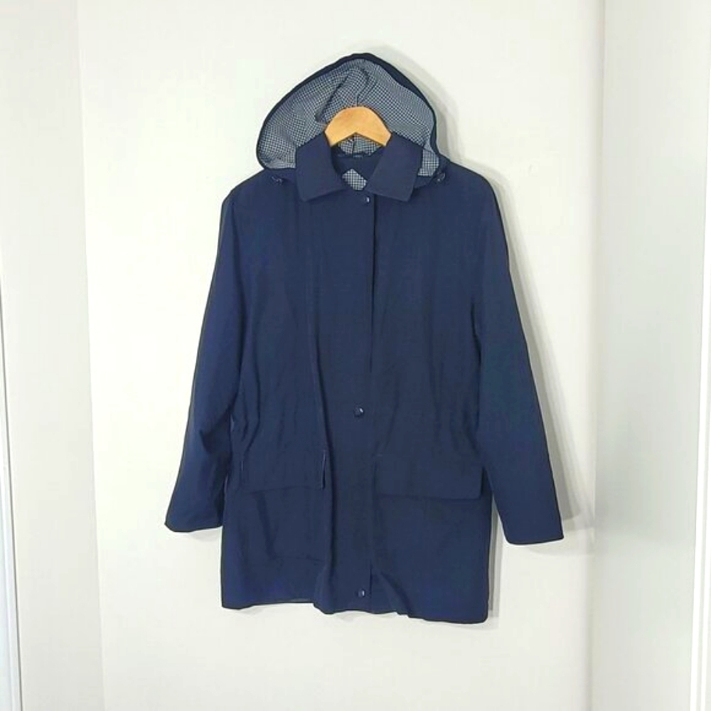 Fen Nelli Women's Blue Long Sleeve Zipper Front Hooded Trench Jacket Size 13/14